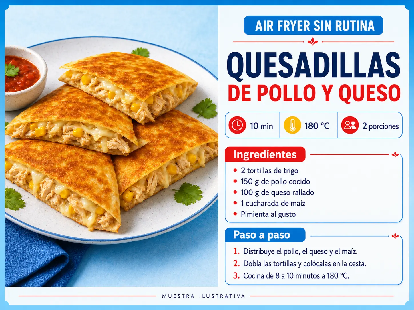 Muestra ilustrativa de la receta Quesadillas de pollo y queso
