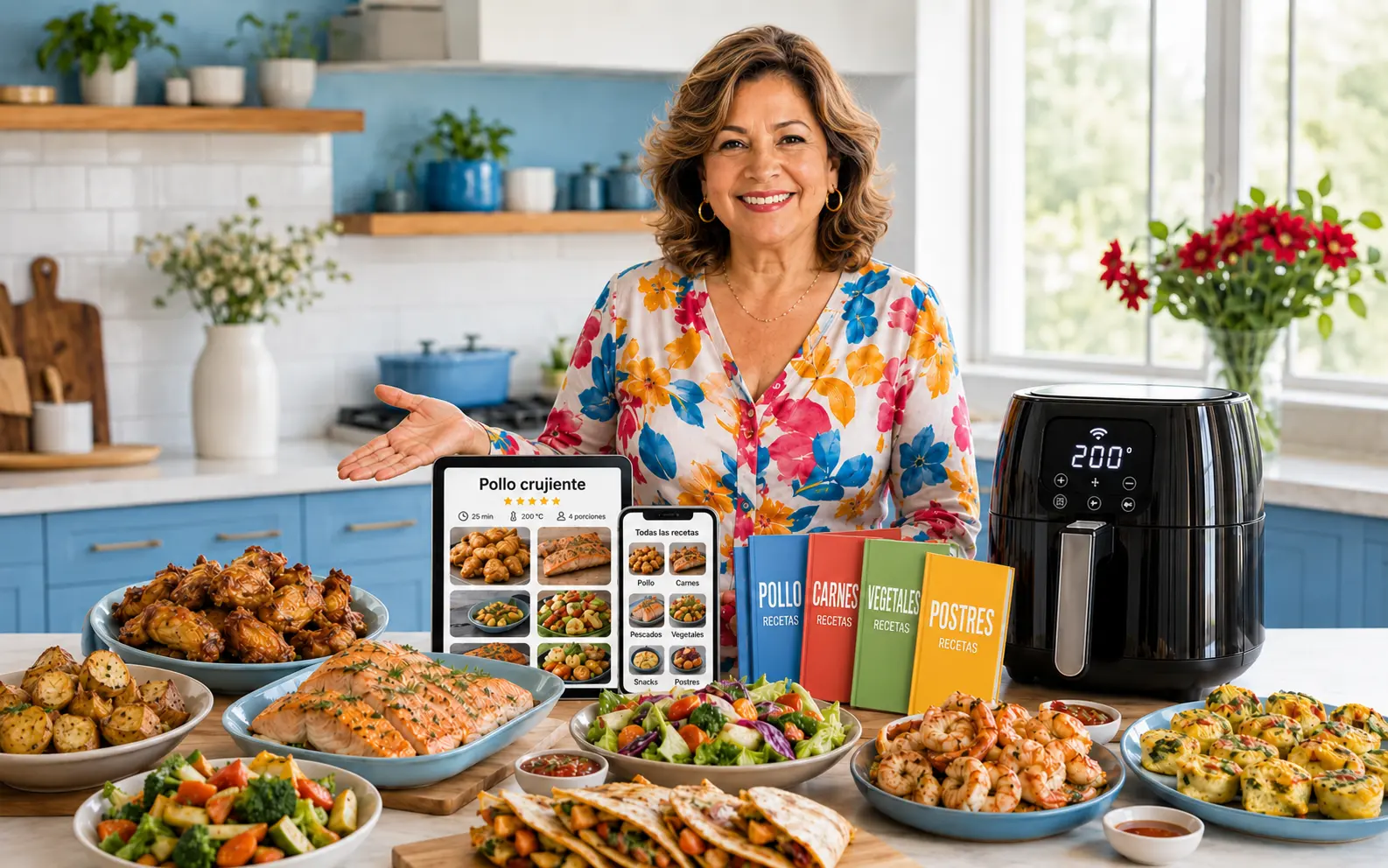 Creadora de Air Fryer Sin Rutina presentando la colección y sus recetas