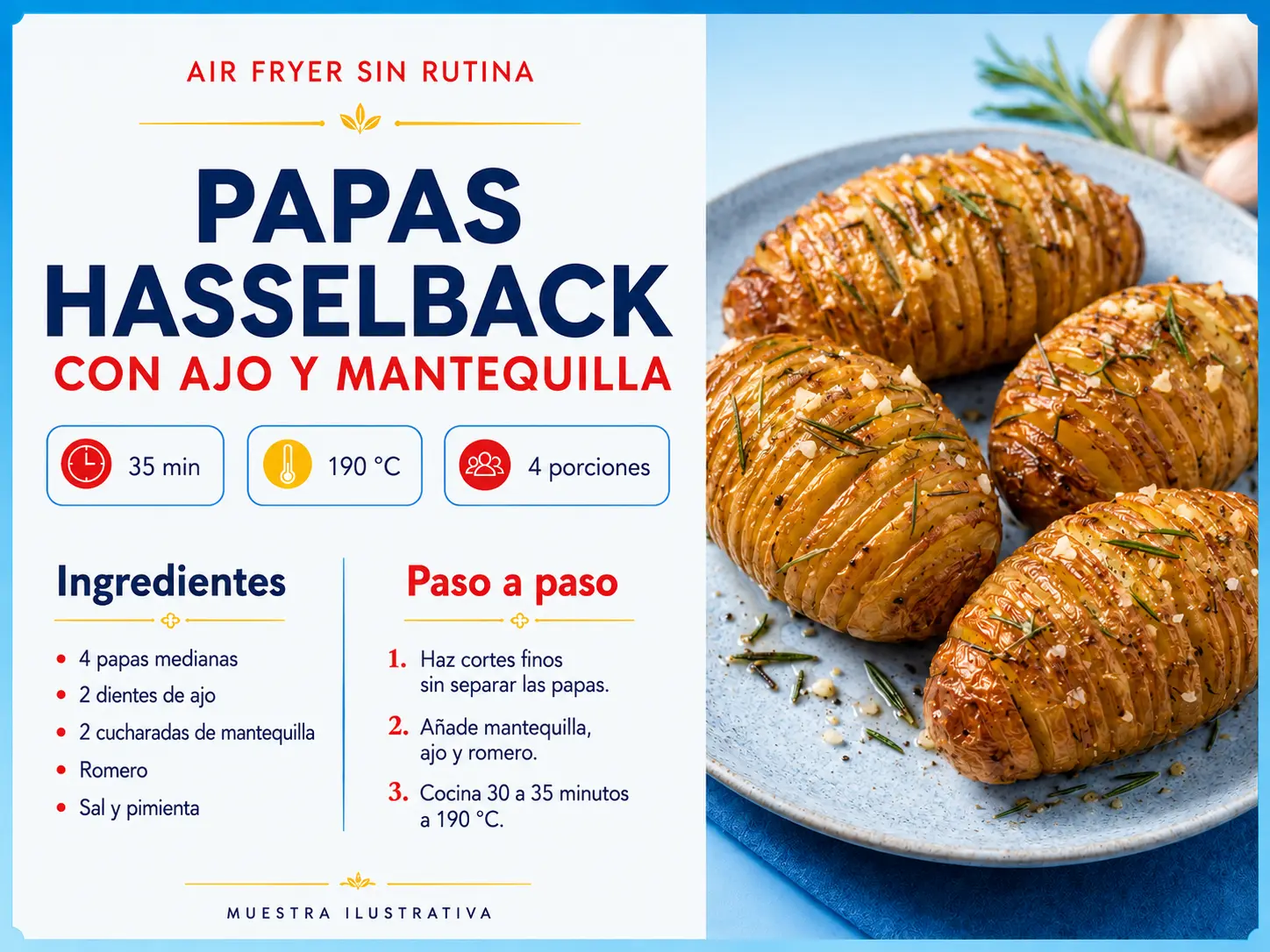 Muestra ilustrativa de la receta Papas Hasselback con ajo y mantequilla