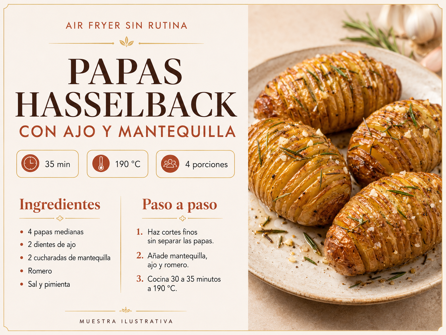 Muestra ilustrativa de la receta Papas Hasselback con ajo y mantequilla