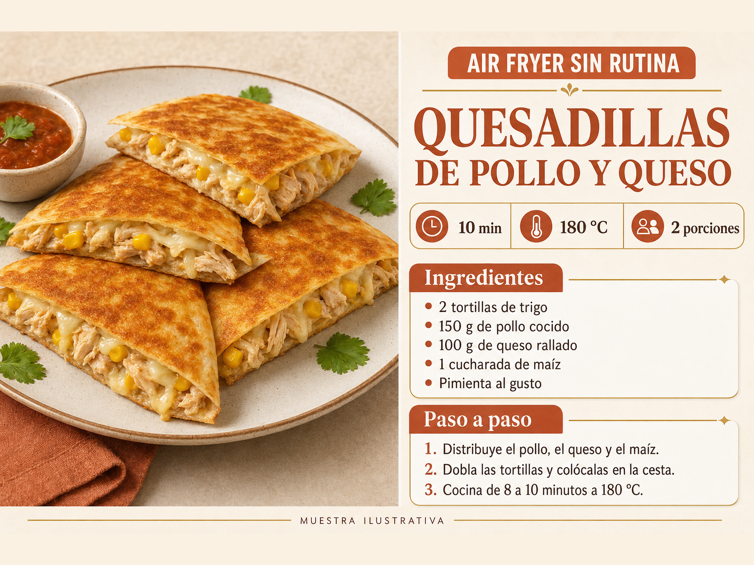 Muestra ilustrativa de la receta Quesadillas de pollo y queso